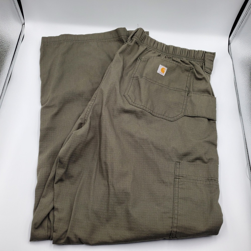 Carhartt Men Olive Green Ripstop Cargo Scrub Pants C54108 Regular XL Workwear